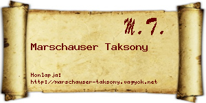 Marschauser Taksony névjegykártya